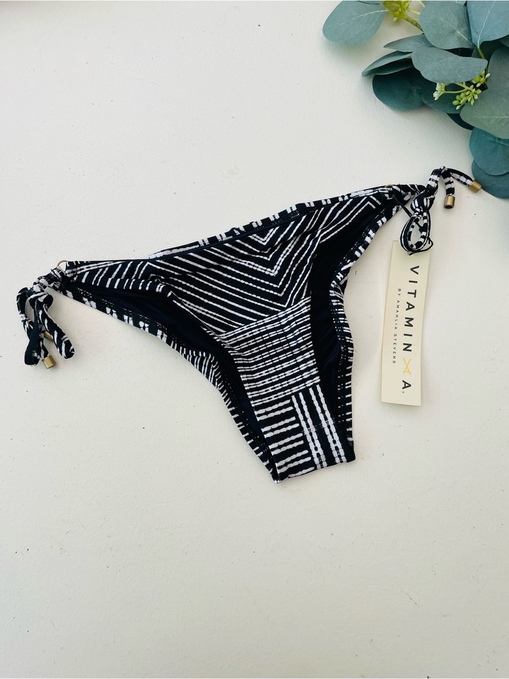 Vitamin A Striped Side Tie String Bikini Bottom